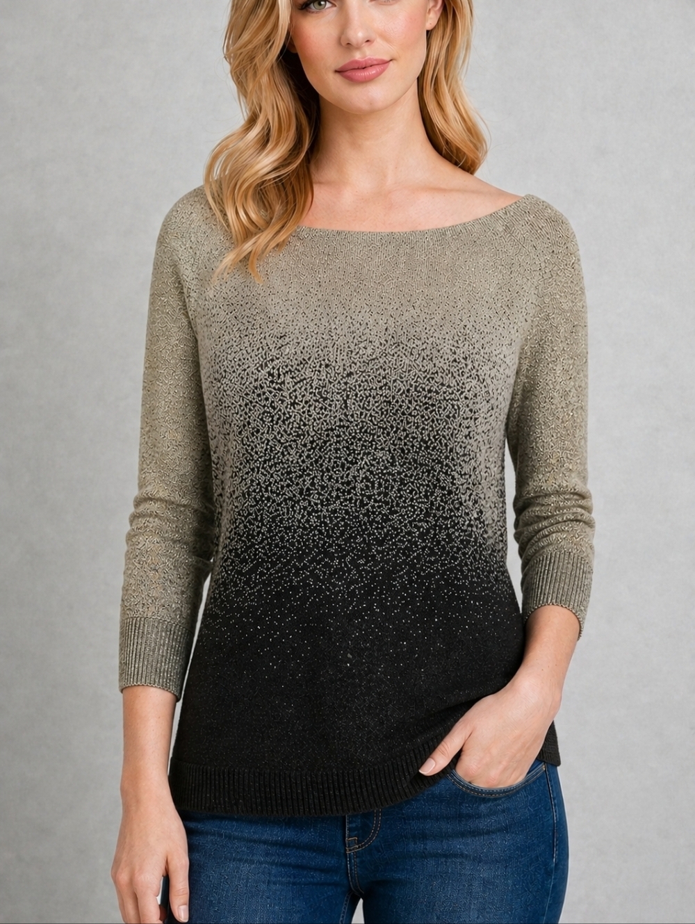 Size XS White House Black Market Metallic Ombre Top in Gold and Black